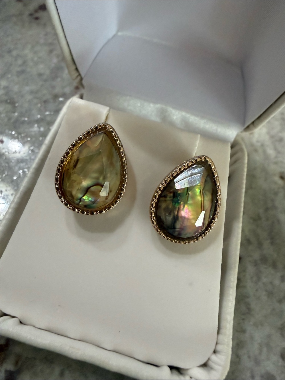 Kendra Scott Iridescent Abalone Teardrop Earrings - Gold
